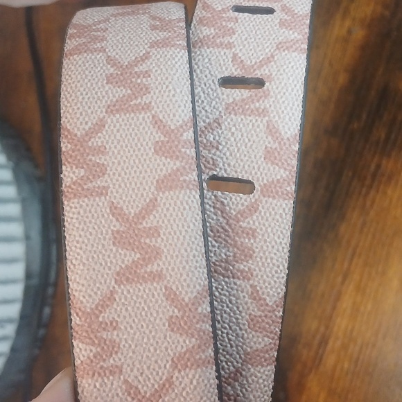 New! Tags! Michael Kors Pink Blush Monogram Belt with Gold Buckle Small - Picture 4 of 7
